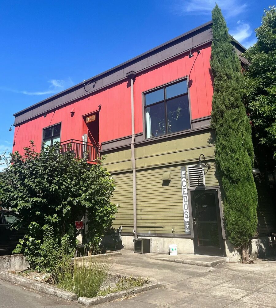 Treat salon — red building exterior Portland Oregon